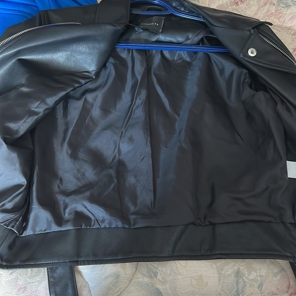 Dynamite Black Leather Jacket Asymmetrical Zipper Moto Style - Picture 5 of 5